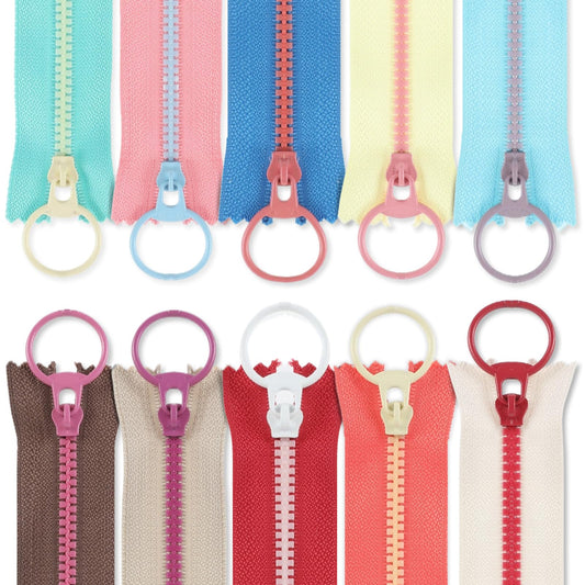Xinjoduz 20 PCS Invisible Zipper, 15cm Colorful Resin Zippers with Lifting Ring Pull Replacement Zippers for Sewing DIY Craft Tailor Bag Purse Pocket Garment(10 Color)