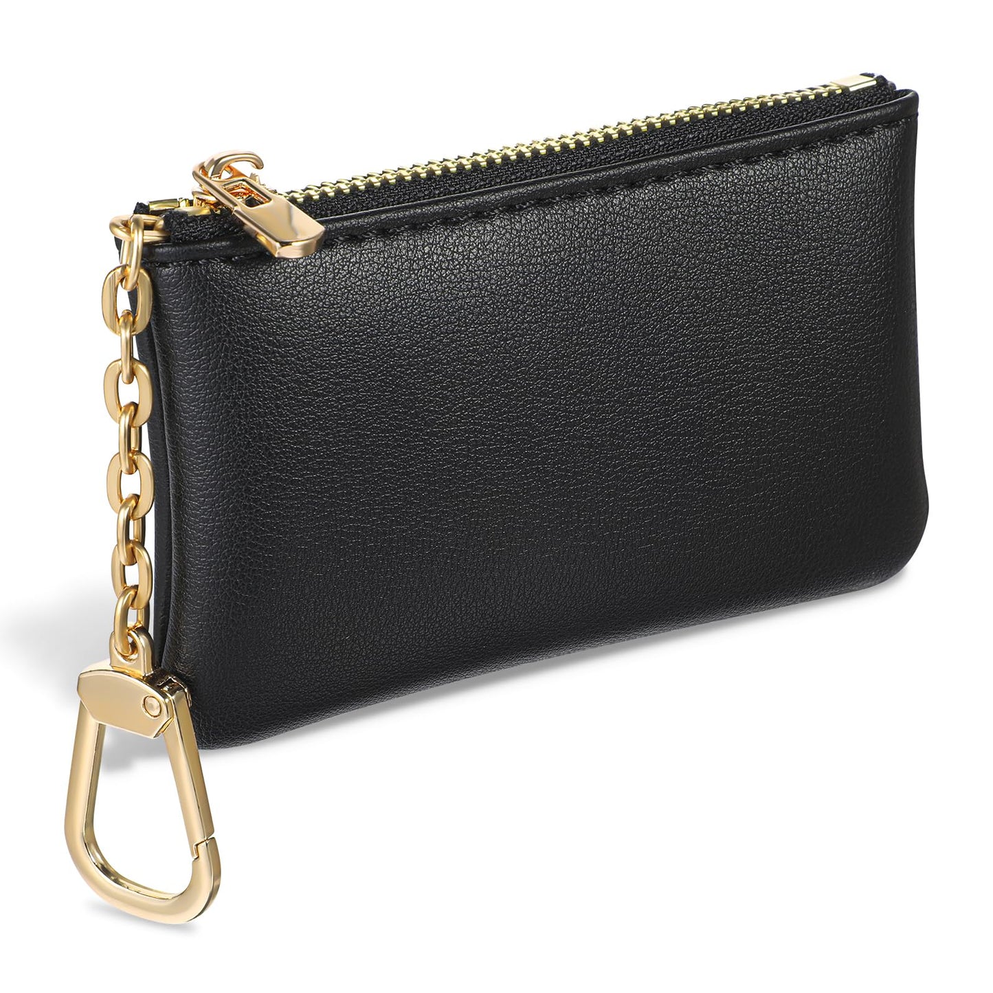 Tyqour Genuine Leather Coin Pouch for Men with Key Chain, Small Coin Purse for Women, Coin Pouch Keychain, Small Change Purse, Black