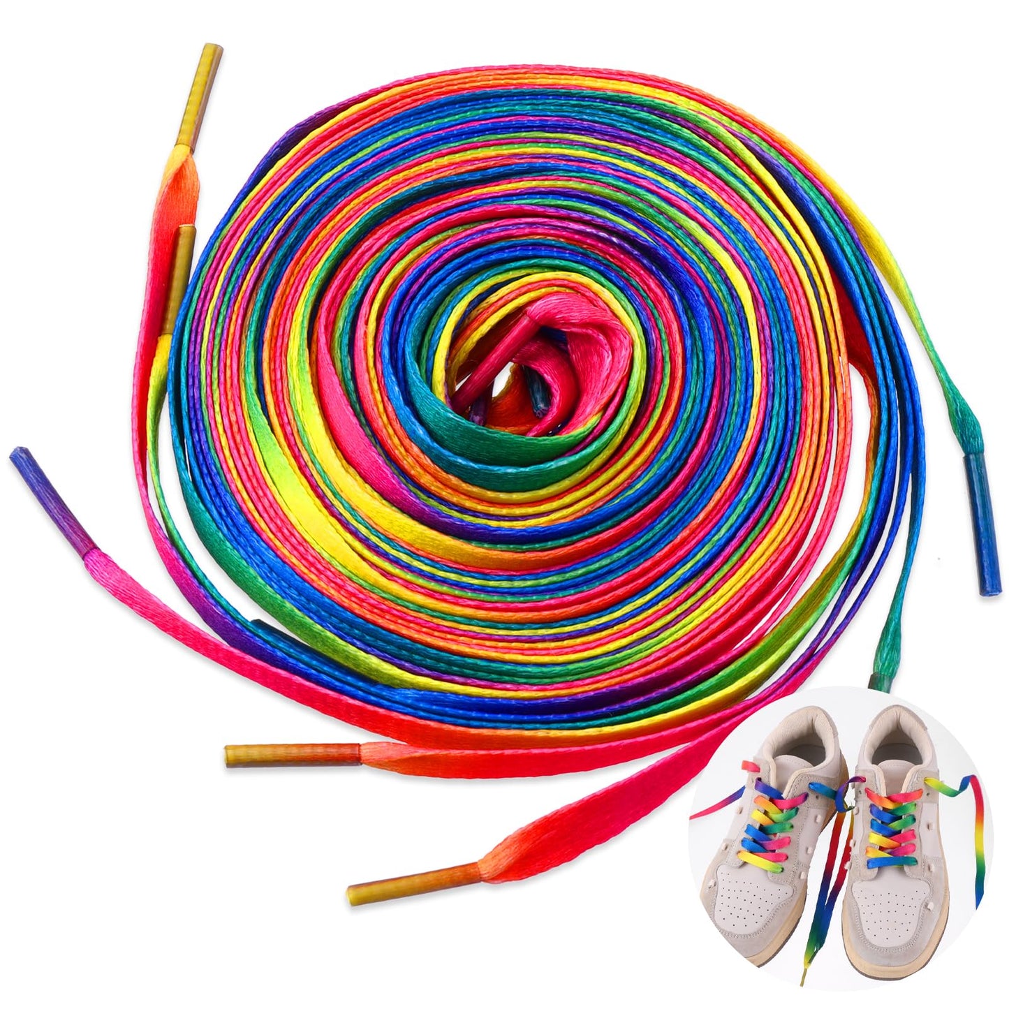 Tyqour 4 Pair Long Shoe Laces for Sneakers, 47 Inch Flat Athletic Shoe Laces, Colored Shoe Laces, Rainbow Gradient Shoe Laces for Athletic Running Sneakers Shoes Boot Strings