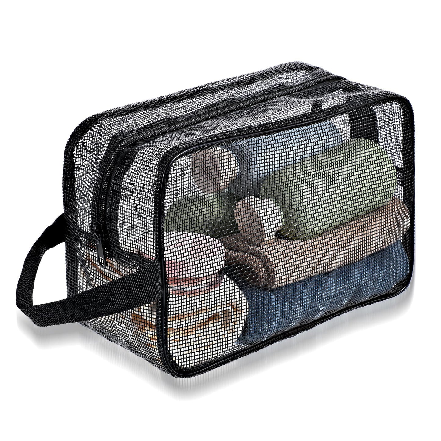 Shower Bags For Men Shower Caddy Portable Black Mesh Gym Dorm Organizer Quick-Dry Shower Camping Organizer Hanging Bathroom