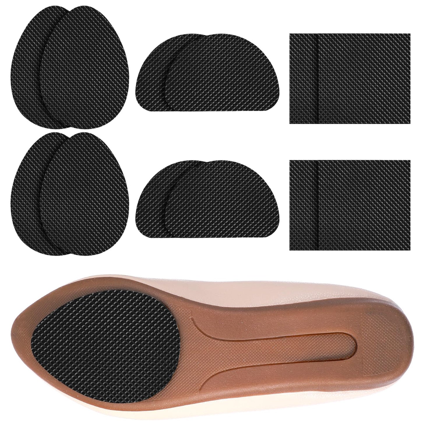 12 Pcs Anti Slip Shoe Grips On Bottom of Shoes Non Skid Shoe Pads Premium Self Adhesive Sole Protectors Non Slip Stickers for Shoes Rubber Soles Heels Noise Reduction for Dress Leather Black White