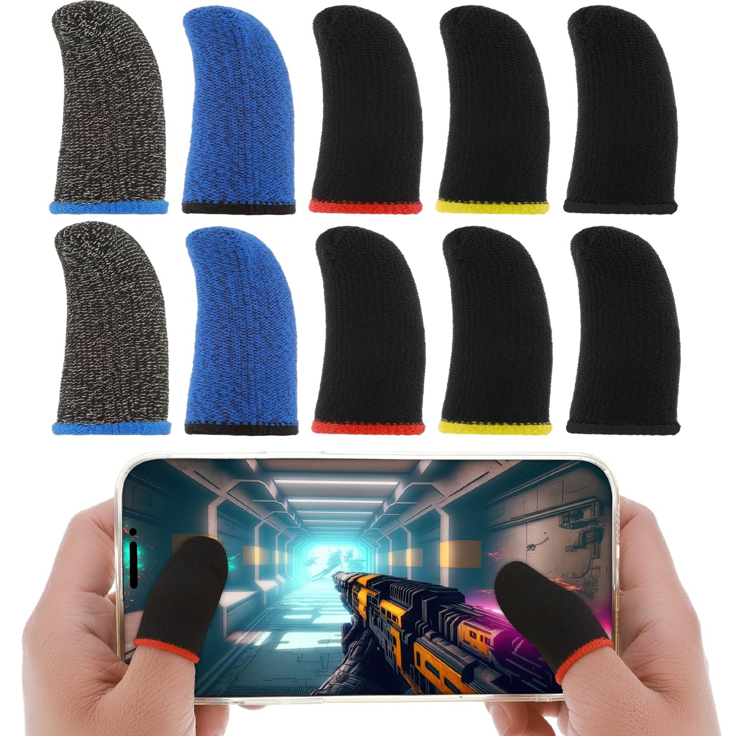 Teaaha 30PCS Finger Sleeves for Mobile Gaming, Sweatproof Anti-Slip Gaming Finger Cover Breathable Thumb Gloves for Grip Pain-Relief Mobile Phone Gaming Finger, Compatible with All Touchscreen Devices