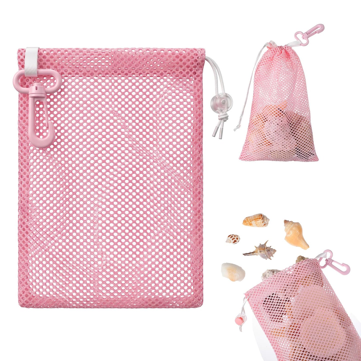 Chsoejuf 1 PCS Mesh Drawstring Bag With Clip and Toggle Organizer Pouch