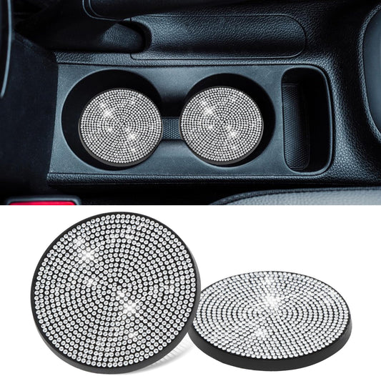 2 Pack Car Cup Holder Coaster, Mabor Bling Anti-Slip Auto Insert Coaster 7Cm Crystal Rhinestone Auto Automotive Interior Car Accessories for Girls Women(Black)