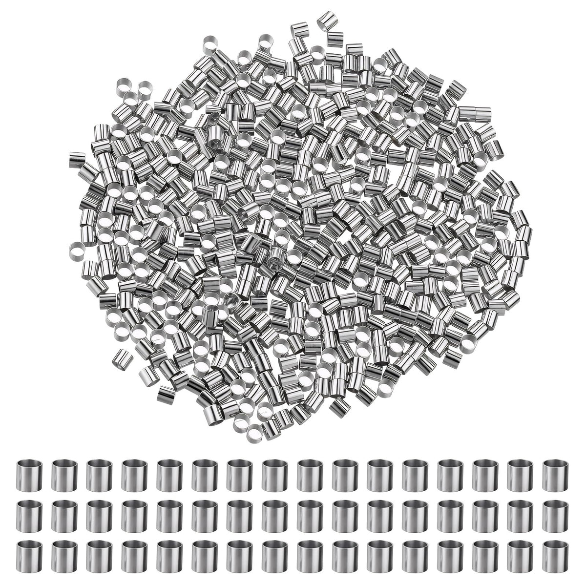 Chsoejuf 1000PCS Crimp Beads, 2mm Column Crimping Stopping Accessories