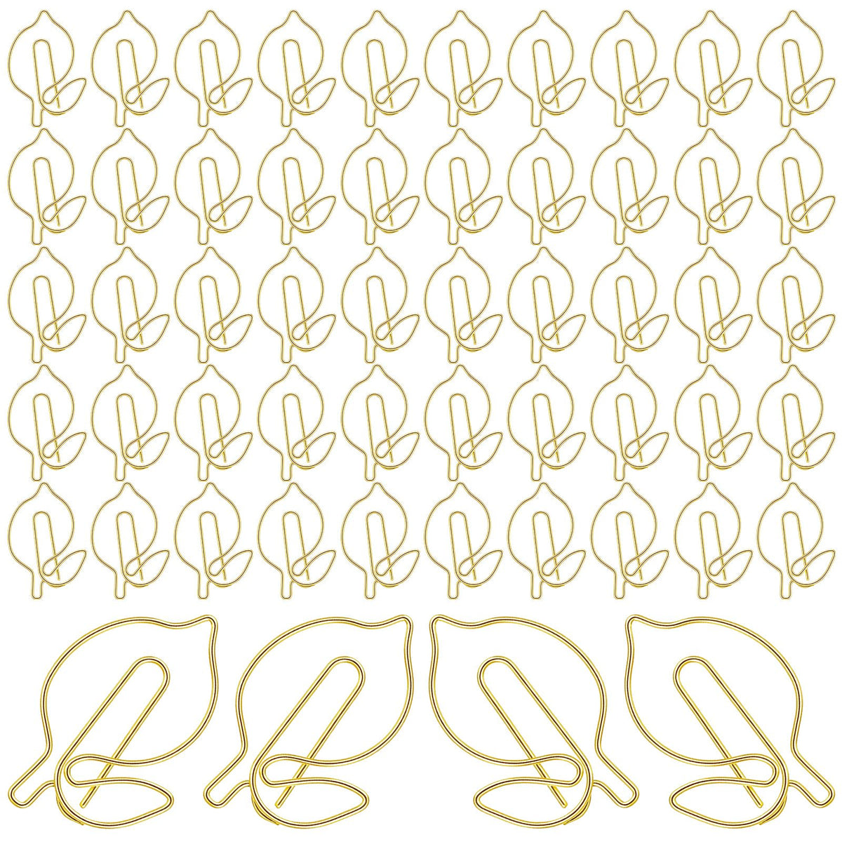 Chsoejuf 50 PCS Cute Paper Clips, Gold Lemon Shaped Paper Clips