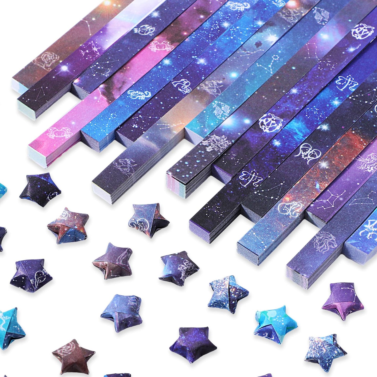 Mabor 1080 Sheets Origami Paper Star Strips Lucky Star Paper Strips 12 Constellations Star Paper Strips Star Folding Paper for DIY Crafts Supplies Star Making Paper Strips