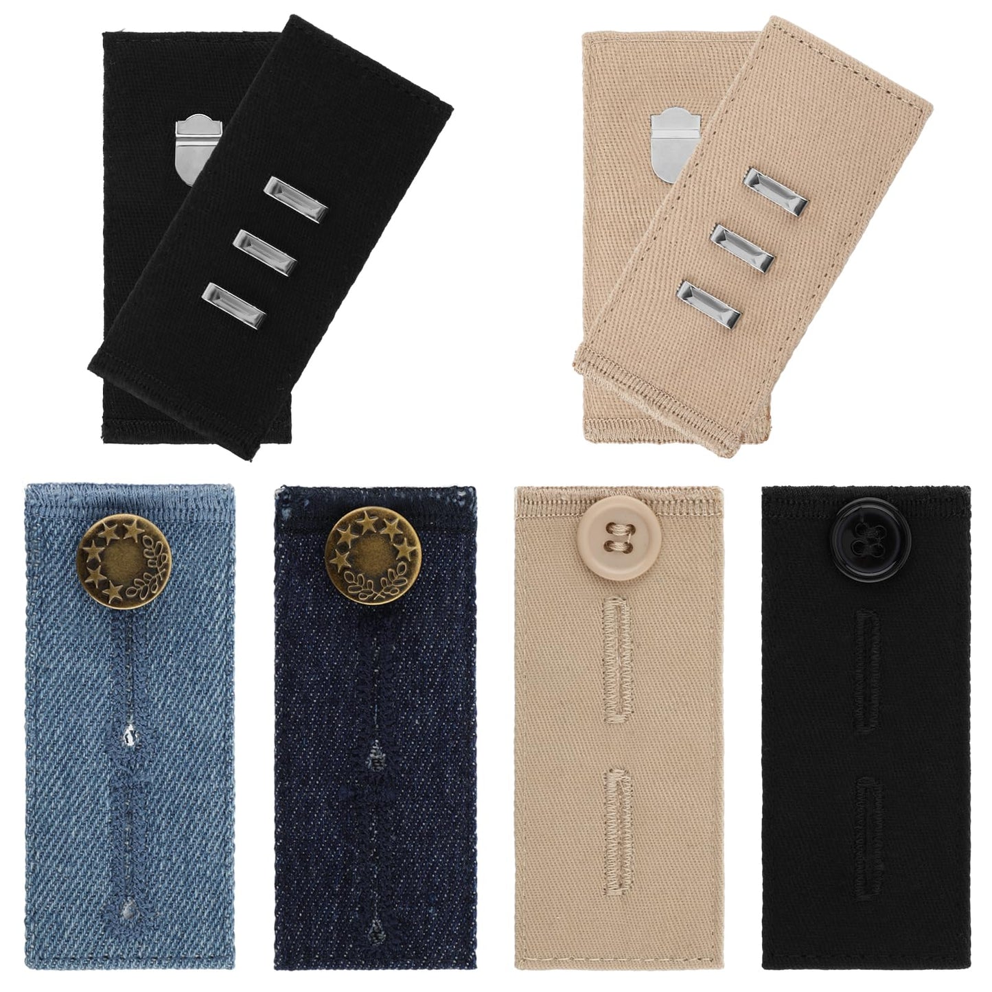 Mabor 6Pcs Button Extender for Trousers Jeans Trouser Adjustable Waist Extender for Men Women Waistband Extender for Suit Pants Slacks Adjustable Button for Jeans