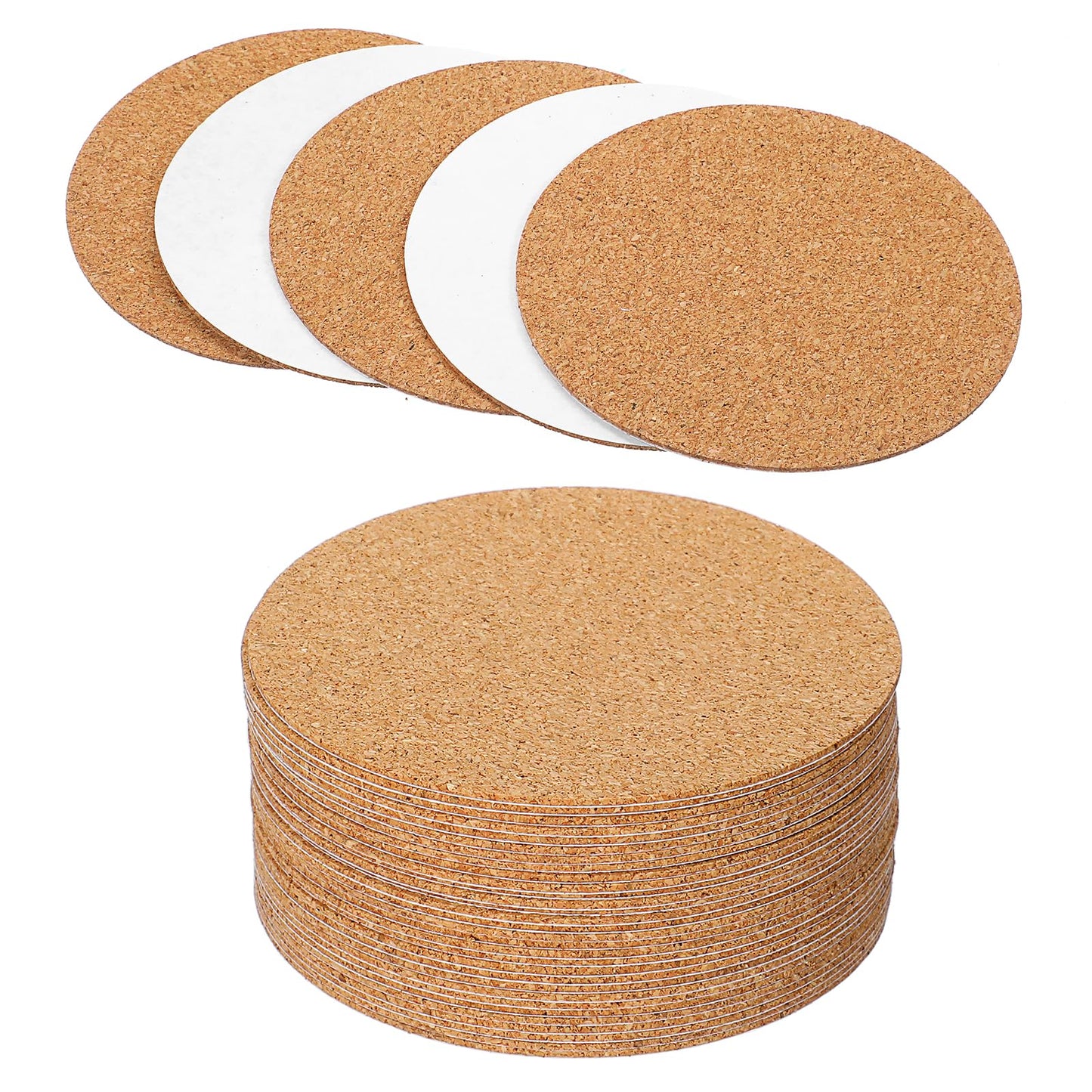 Sorcristy 30 PCS Self-Adhesive Cork Round 3" x 3" Coaster Backing Mini Backing Cork Coasters Tiles Sheets for DIY Crafts Brown