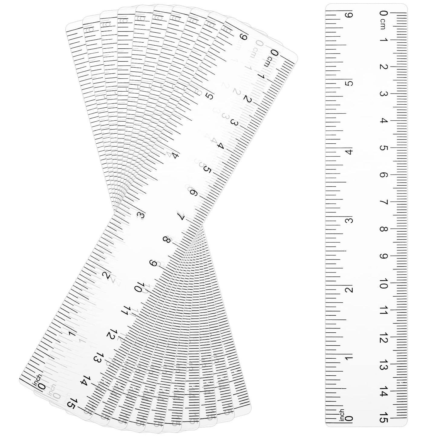 10Pcs Ruler 15cm for Classroom Small Ruler Clear Plastic Ruler Flexible Rulers for Drawing Small Ruler Straight Rulers with Inches and Metric Measuring Tool for Student School Office