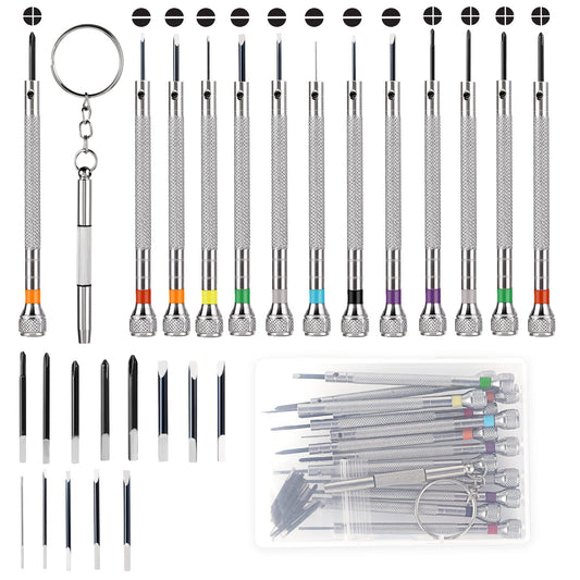 13 Piece Micro Precision Set Watch Screwdriver Premium Jeweller Watch Screwdriver Set 0.6 - 2.0 mm with 13 Replacement Blades 1 Transparent Plastic Box for Watch Repair Jewellery Glasses Electronics