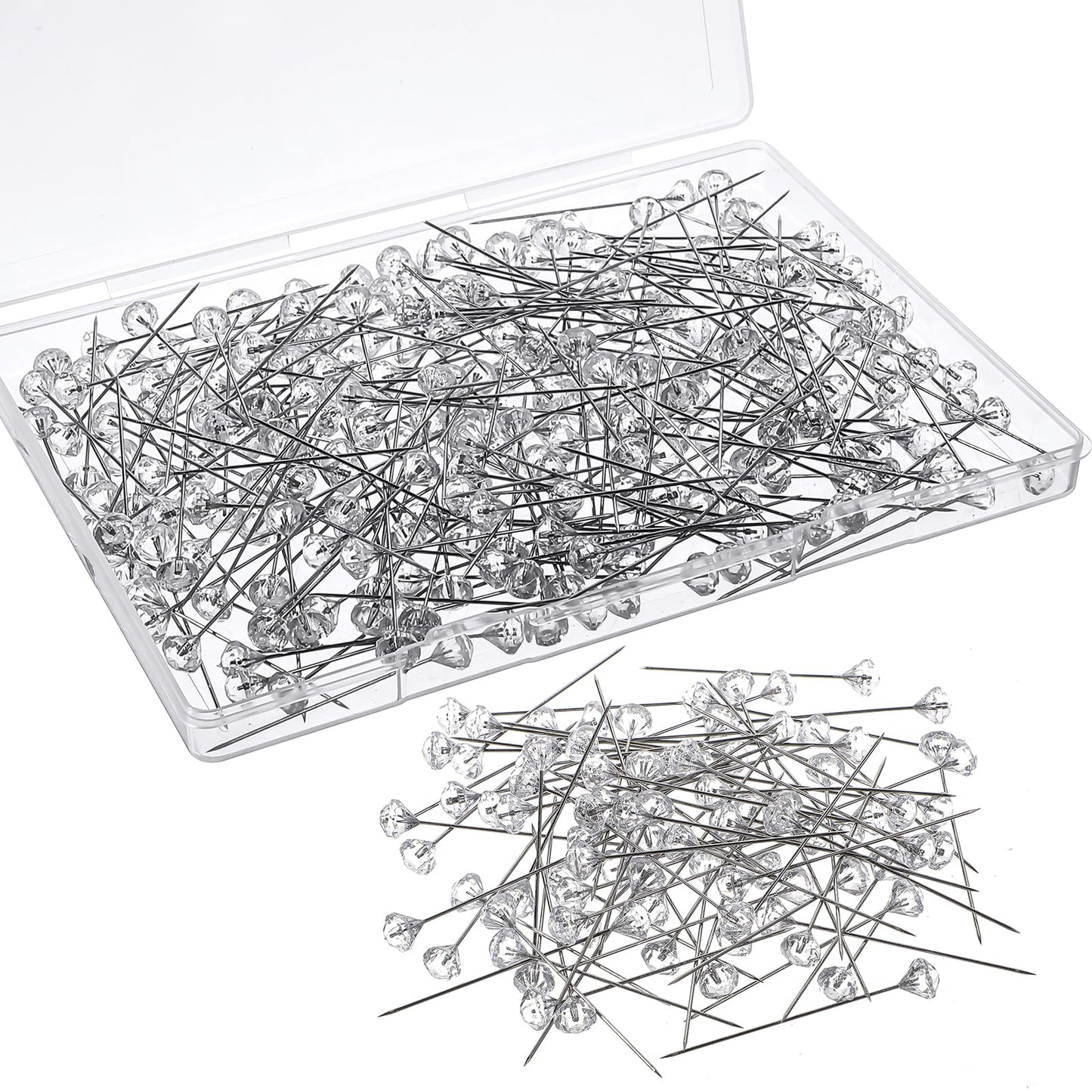250 PCS Diamond Pins 2.05 Inch Corsage Diamond Bouquet Pins Rhinestone Flower Floral Pin Premium Crystal Corsage Straight Pin Clear Straight Needle for Wedding Crafts Jewelry Decoration Quilting