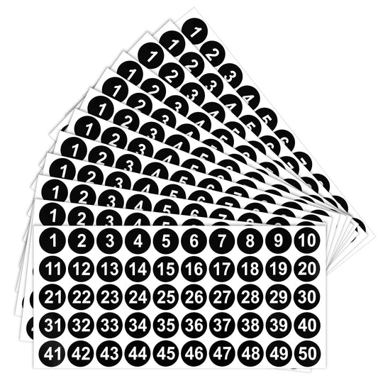12 Sheet Small Number Stickers Numbered Stickers Number Stickers 1-50 Number Labels Stickers Waterproof Number Stickers for Indoor Outdoor Storage Classification Boxes and Lockers