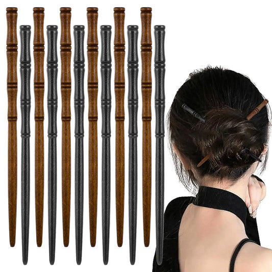 12 PCS Wood Hair Sticks Bamboo Shape Hair Sticks Wooden Hair Pin Hair Sticks for Buns Japanese Chinese Hair Chopstick Retro Hair sticks Hanfu Pins Holders for Long Hair Women?2 color?