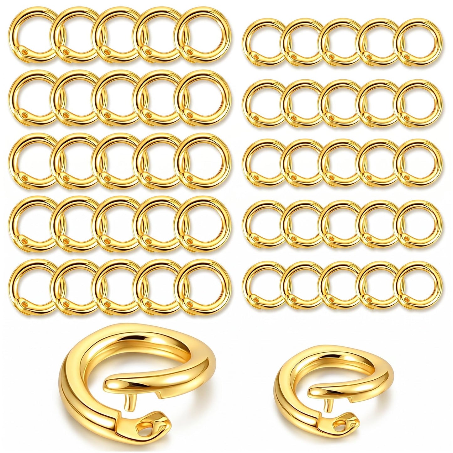 Chsoejuf 40PCS 7mm & 5mm Anti-Loss Gold Jump Rings for Jewelry Making