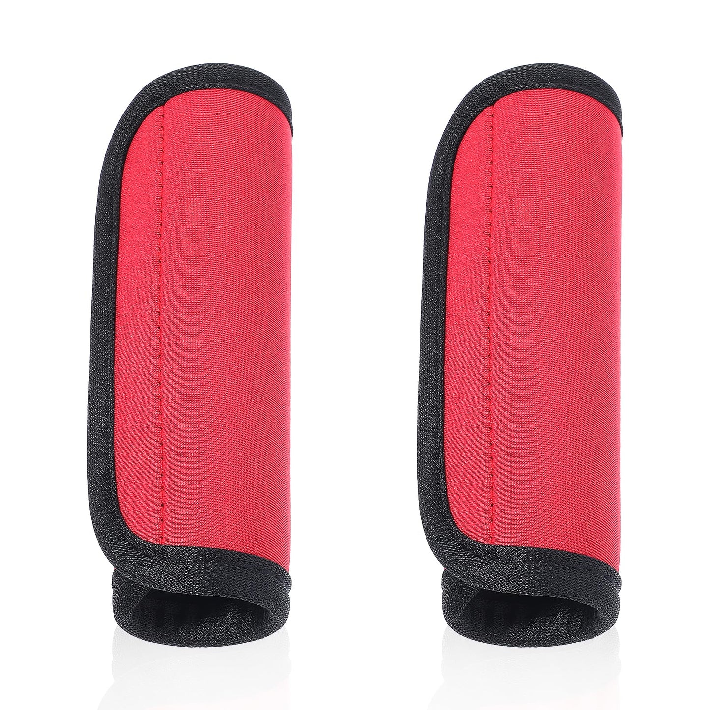 2 Pack Luggage Handle Wrap Neoprene Bright Red Suitcase Handle Wraps Tag Identifiers, Soft Neoprene Suitcase Covers for Travel Essential, Comfortable Grip Identifiers