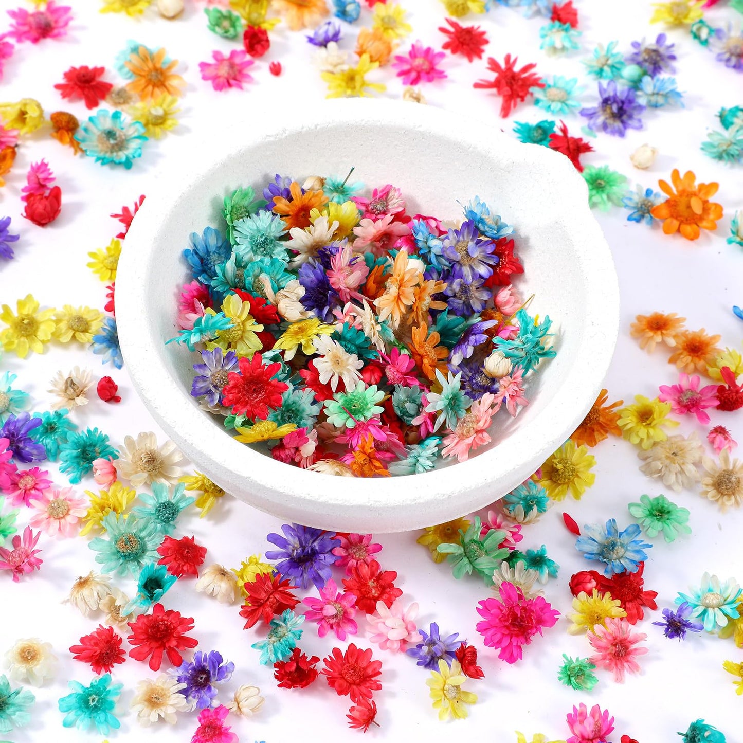 Nogeqi Pack of 420 Dried Flowers, Small for Crafts, Mini Dried Flowers, Artificial Flowers, Pressed for DIY Resin Work, Nail Design, Scrapbooking, Colourful in 3 Sizes