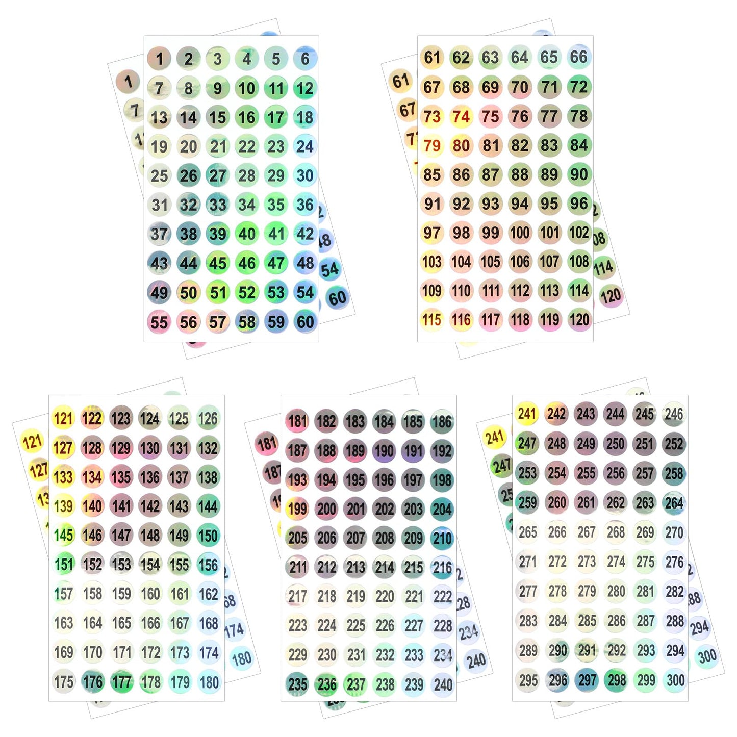 10Sheets Numbered Stickers 2Sets 1-300 Round Number Stickers Labels Self-Adhesive Small Round Removable Numbered Label Consecutive Inventory Storage Sticker Laser Sticker for Nail Polish Bottle