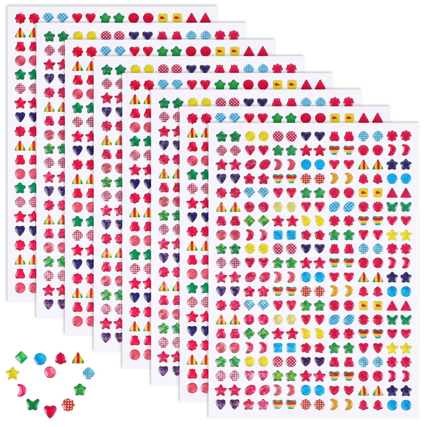 Stick on Earrings, Teaaha 2240PCS Kids Sticker Earrings - 3D Gem Rhinestone Self-Adhesive Acrylic Gems for Little Girls - Decorative DIY Craft Crystal Stickers (Toddlers, Girls, Kids)