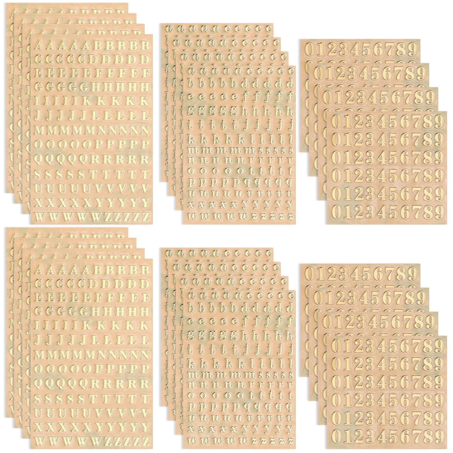 24 Pcs Gold Letter Stickers, Ymapinc Resin Mini Letter Stickers for Nail Art, Glittering Number Stickers, Self Adhesive Scrapbook Stickers for Decoration Christmas DIY Craft