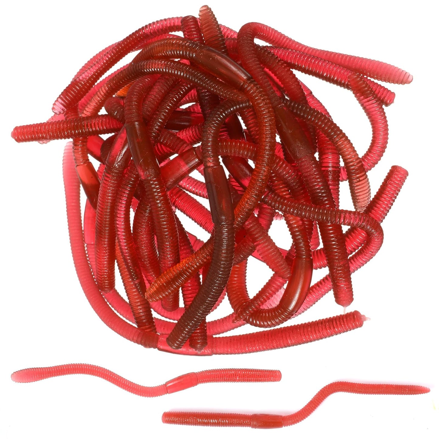 Matwsec 20 Pcs Fake Worms Soft Lure Trout Worm Earthworm 7.09 In Faux Lifelike Stretchy Rubber Earthworms Trick Toy Fishing Lures Baits for Halloween Sensory Bin April Fool's Day Party