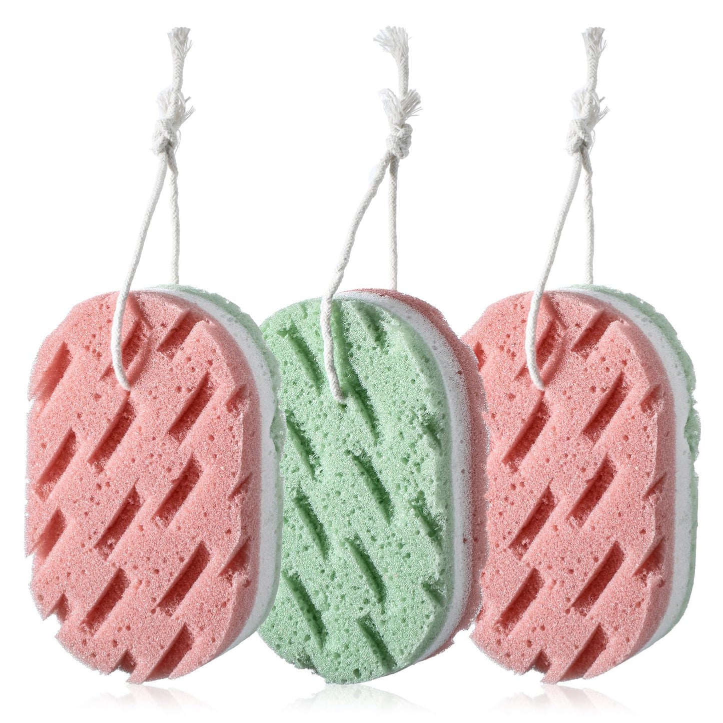 Chsoejuf 3PCS Body Scrub Sponge Exfoliating Bath Sponge for Shower Bathing