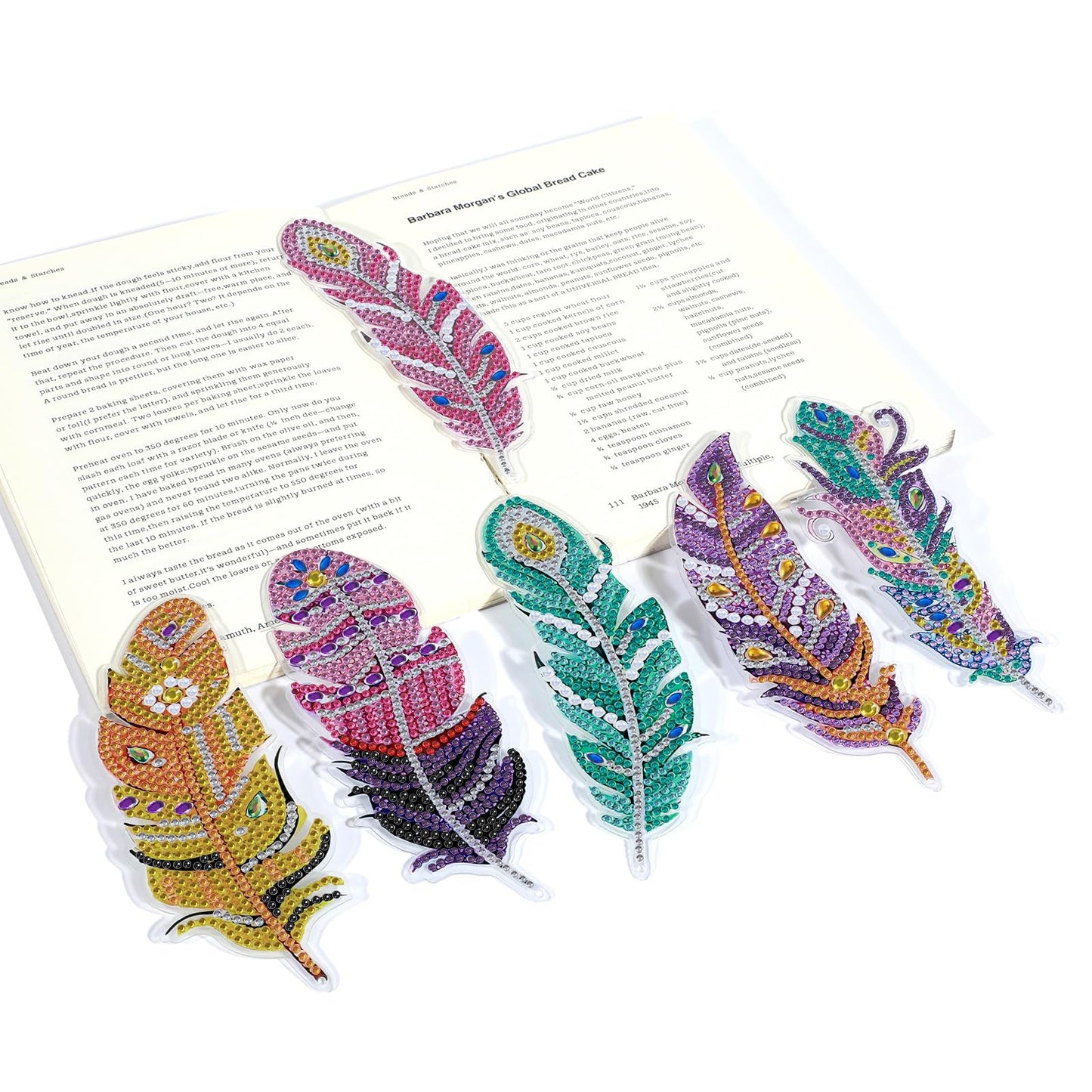 Shimmeroo Diamond Art Bookmarks for Kids,Feather Bookmark Crystal Art with Lanyard 5D Diamond Kit for Kids DIY Crafts Supplies