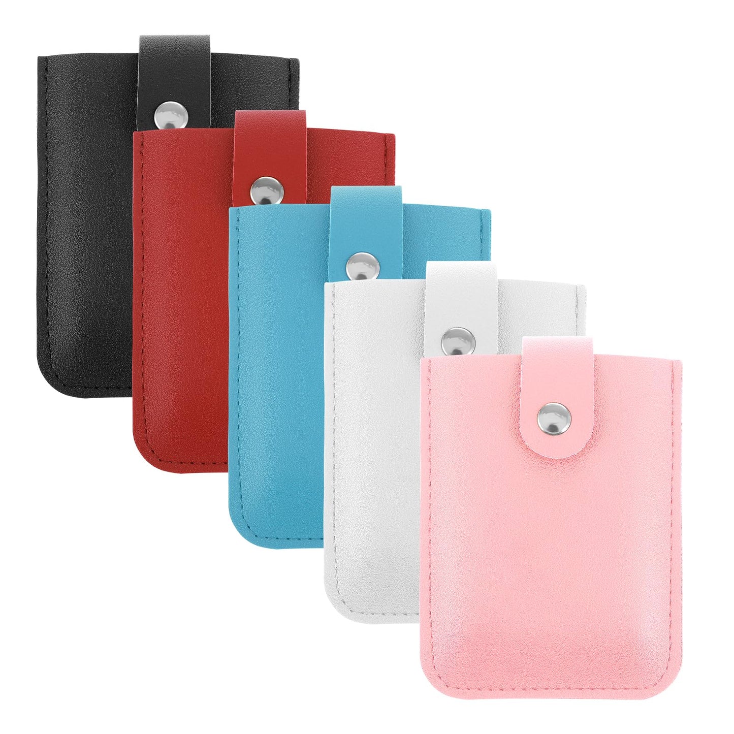 Mabor 5Pcs Pull Out Card Holders for Women Slim Card Organizer Snap Closure Leather Credit Card Wallet for Bank Debit Card Waterproof PU Leather Credit Card Protector