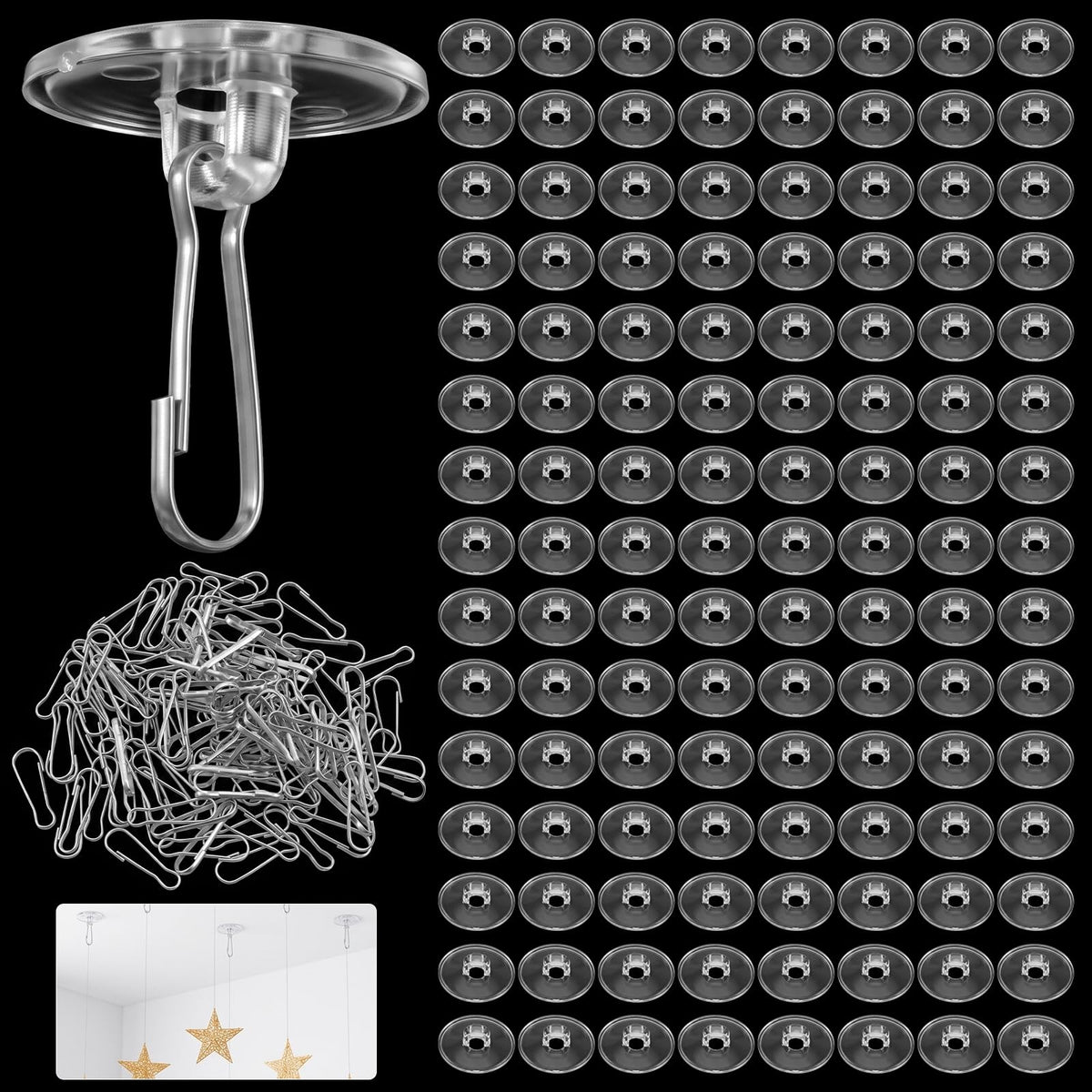 Matwsec 120 Pack Adhesive Ceiling Hooks 2cm/0.78" Ceiling Hanging Hook