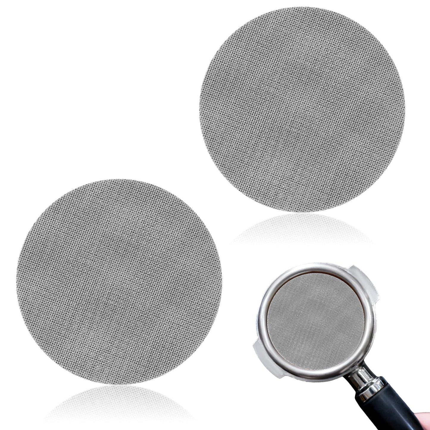 Mabor 2Pcs 51mm Puck Screen Stainless Steel Reusable Coffee Puck Screen 1.7mm Thickness Coffee Filter Mesh Compatible with Espresso Portafilter (150μm)