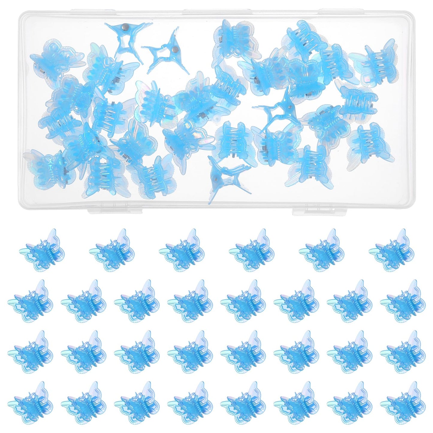 30 Pcs Butterfly Mini Claw Clips Shimmeroo Blue Butterfly Clamp Glitter Holographic Glossy Small Clips for Hair Women Girls Fine Thin Hair Bangs Strong Grip Multifunction Clamp Clip