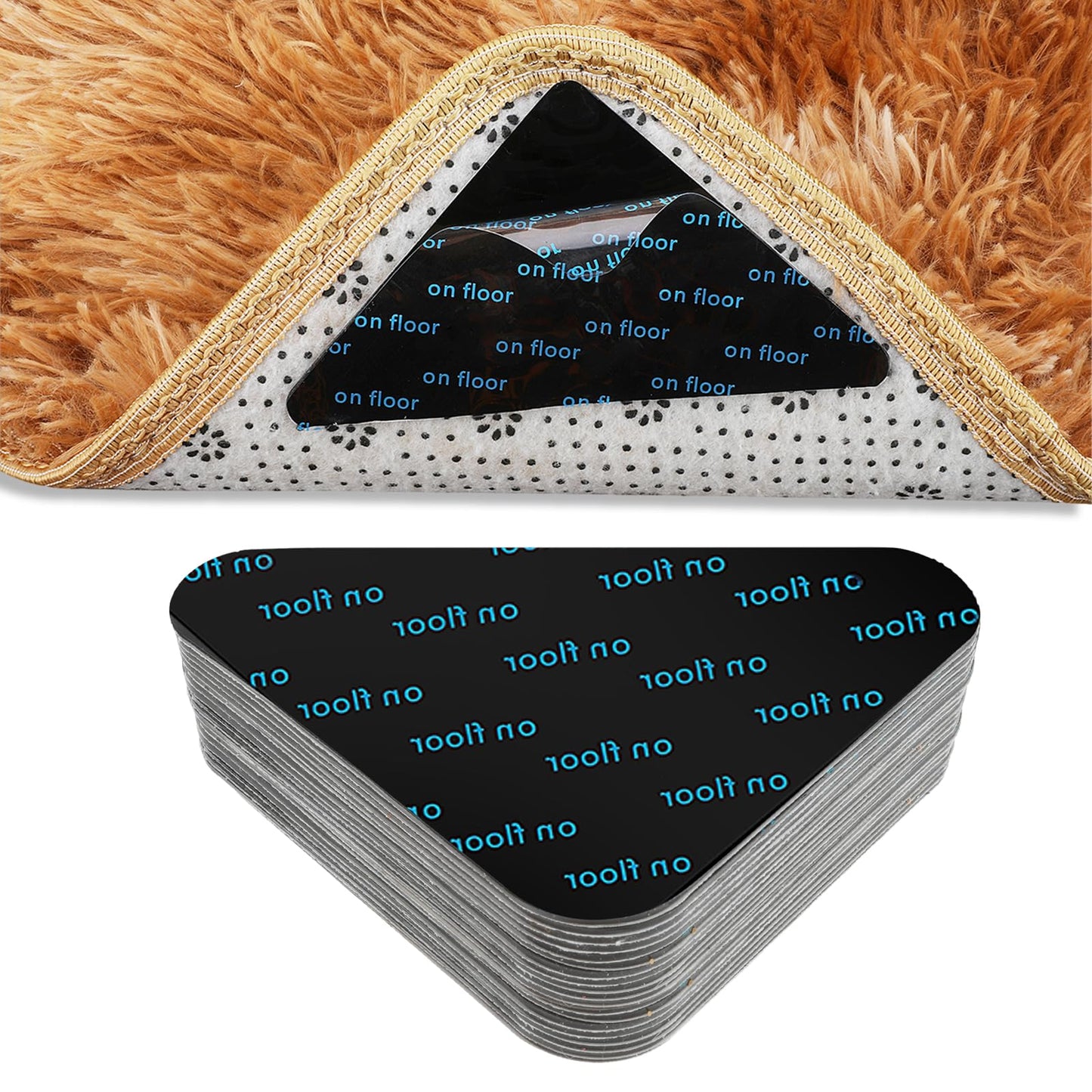 Mabor 12Pcs Non Slip Rug Grip Reusable Rug to Carpet Gripper Rug Slip Stopper Rug Gripper for Wooden Laminate Carpeted Floors Carpet Stickers for Rugs