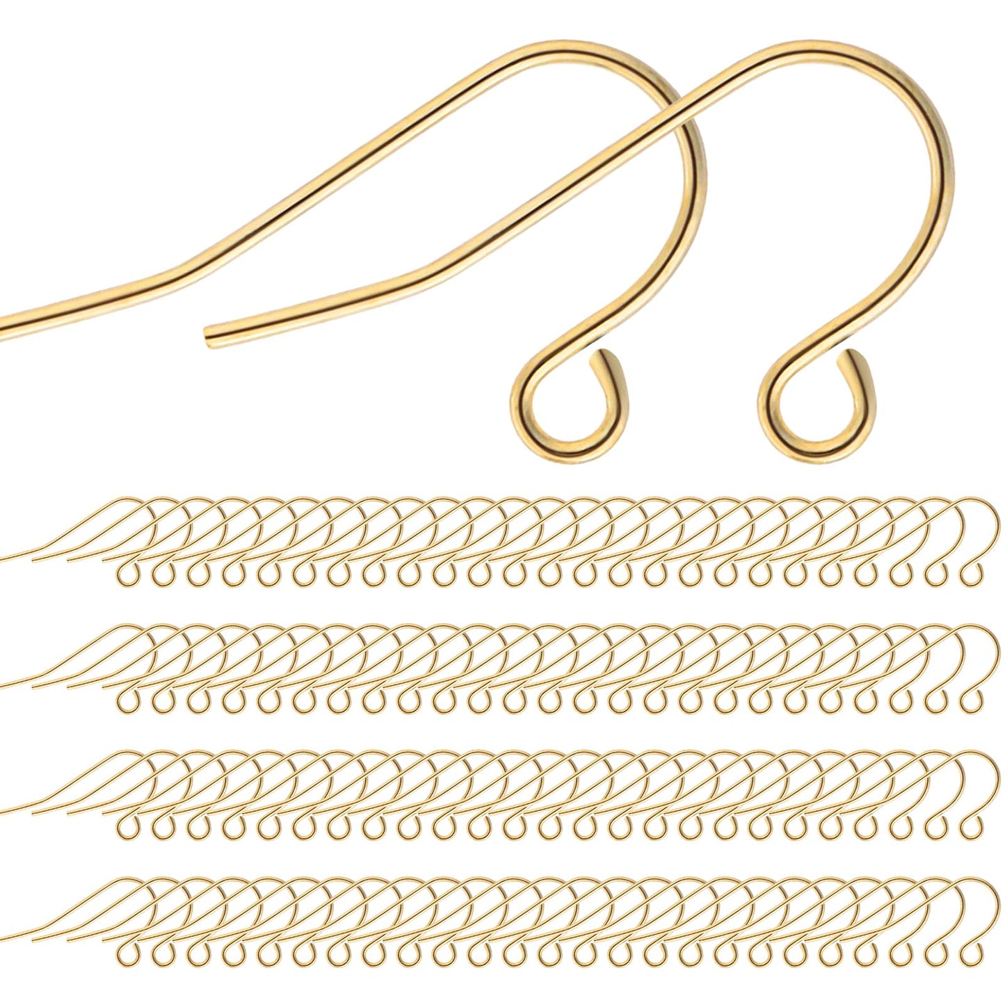 100 Pcs Gold Earring Hooks Gold Fishhook Earring Hooks for Jewelry Making Supplies for Adults Gold Filled Earring Hooks Hypoallergenic Earring Hooks Earring Hooks for Bulk Pack DIY Earrings