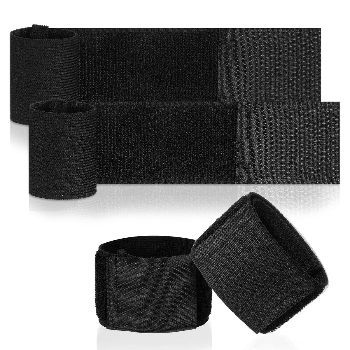 Mabor Pack of 4 Adjustable Shin Pad Holders Football Shin Pads Holder Shin Pads with Fasteners Football Sock Holder for Men, Women and Children (Black)