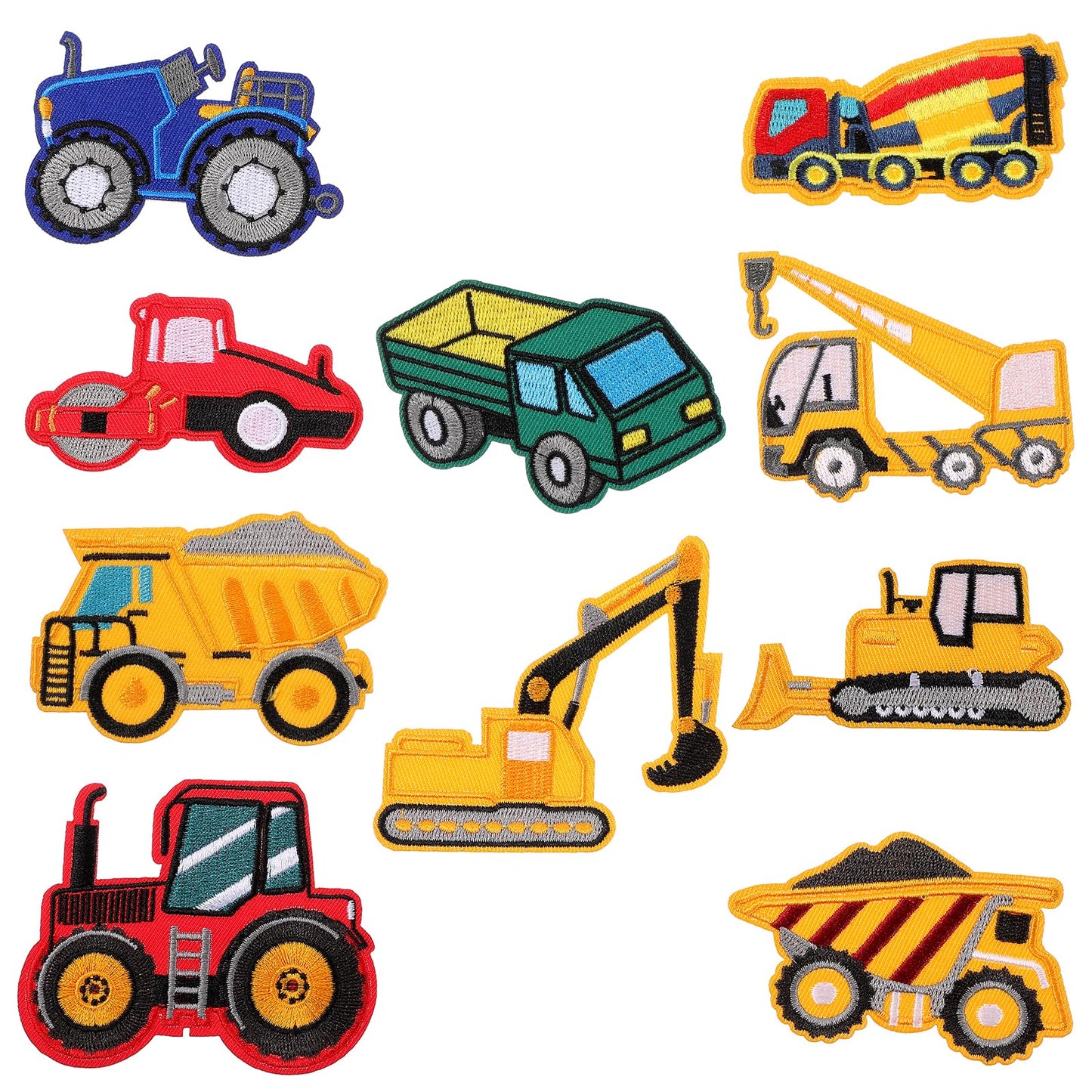 Pack of 10 Children's Iron-On Patches, Mabor Construction Vehicle Patches for Iron-On Children's Cartoon Iron-On Patches, Children's Iron-On Patches, Iron-On Patches, Children for T-Shirt, Jeans,