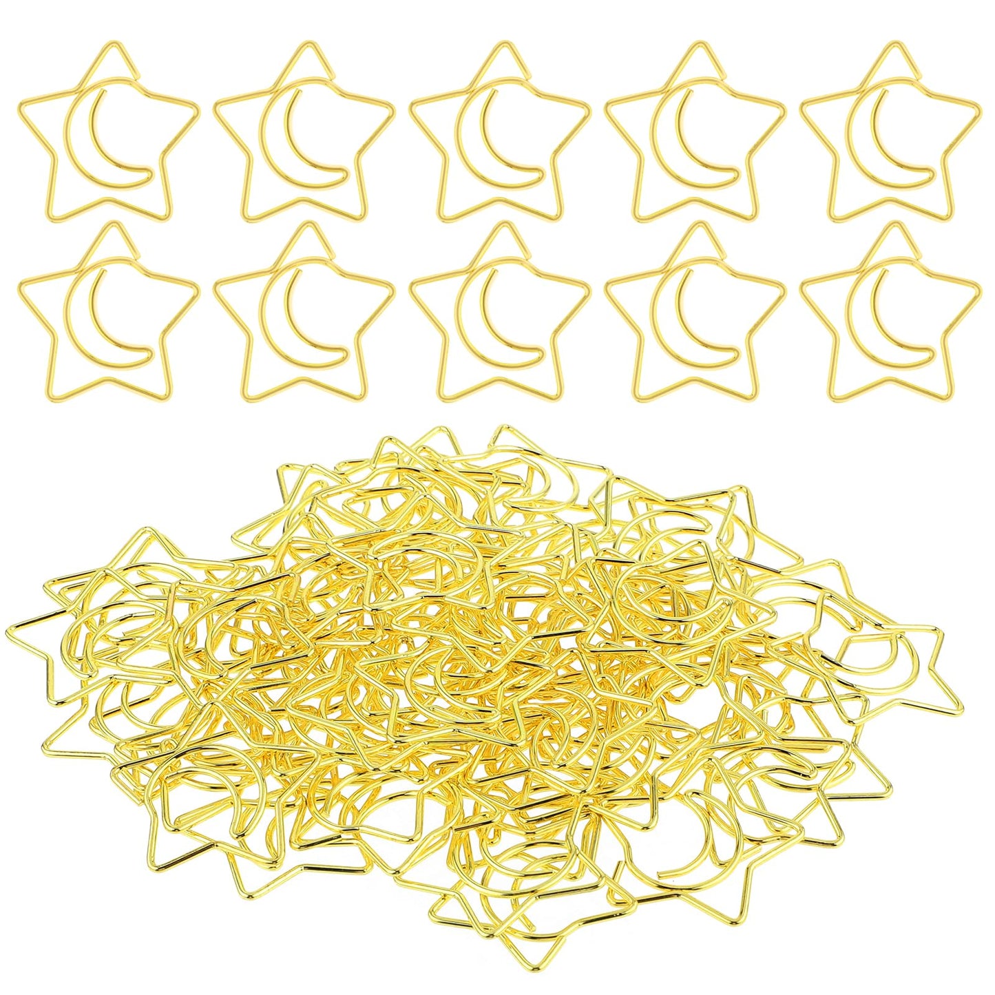 60 Pcs Decorative Paper Clips Creative Metal Moon and Star Shape Paper Clips Funny Cute Paperclips Gold Moonstar Shaped Clip Bookmarks Planner Fun Clip for Office Document School(Rose Gold)