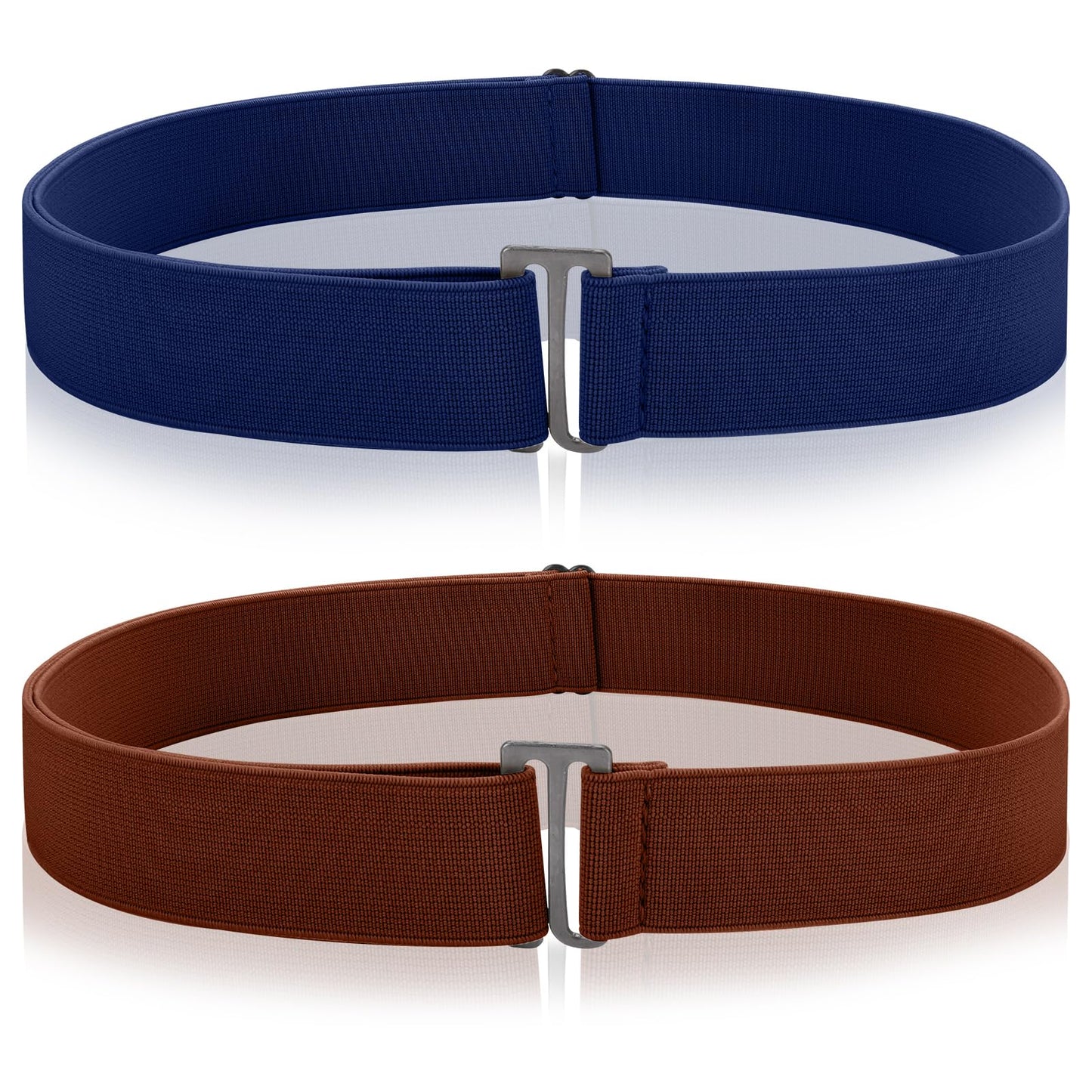 2PCS No Show Invisible Belt Adjustable No Show Belts No Buckle Women Belt Elastic Stretch Belt With Flat Metal Buckle Waist Belt Belt Without Buckle Unisex For Jeans Trousers Pants Dresses