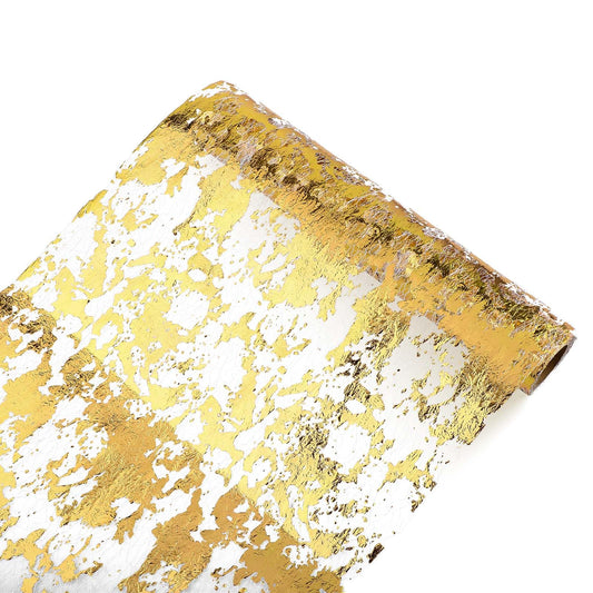 1PCS 5M Gold Glitter Table Runner, Gold Thanksgiving Table Runner Roll Foil Metallic Thin Mesh Table Cloth Table Decorations for Diwali Decorations Fall Wedding Birthday Christmas