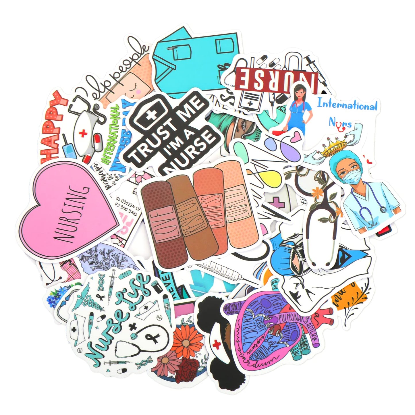 50PCS Nurse Stickers, Medical Stickers Vinyl Nursing Student Stickers Funny Nursing Stickers for Water Bottles Nursing Appreciation Planner Gifts Healthcare Worker Therapy Accessories