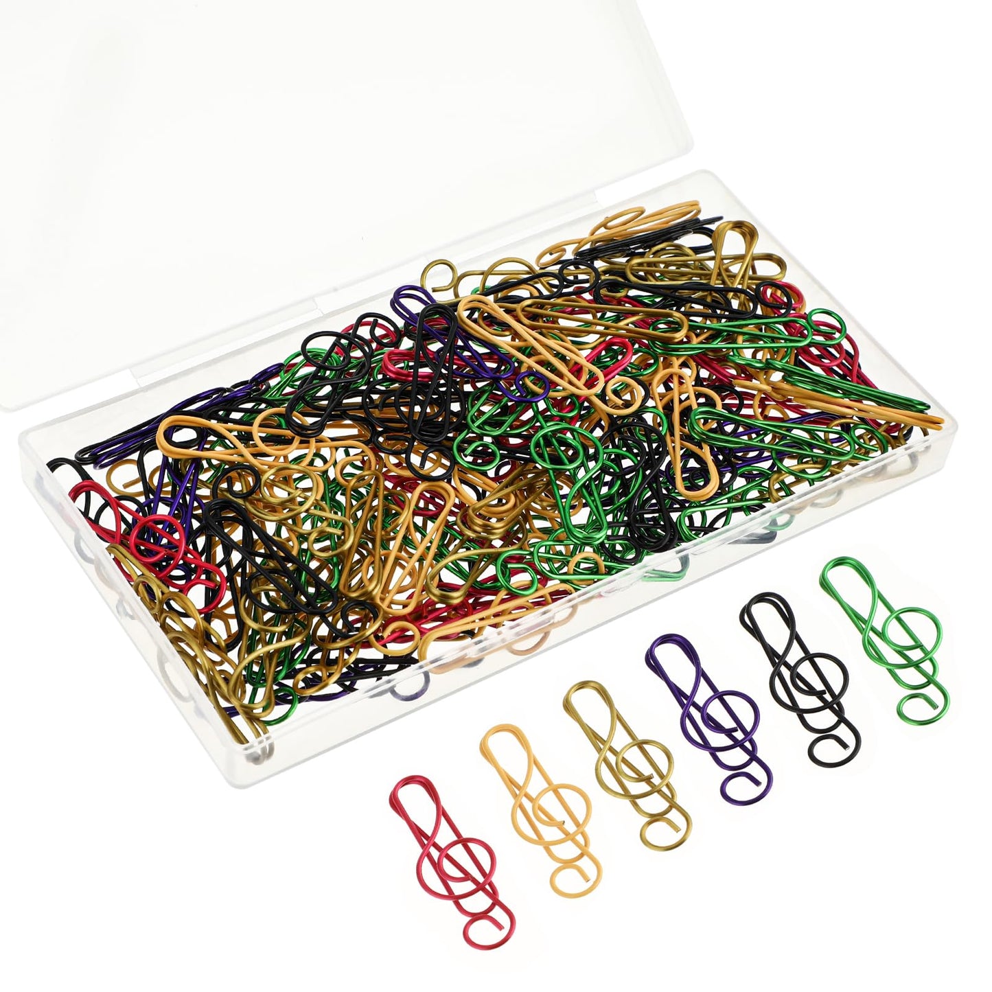 100Pcs Music Notes Paper Clips, Mabor Small Paper Clips Muti-Color Musical Notes Style Paper Clips with Box Metal Paper Clips for Office School Photo Notebooks Supplies