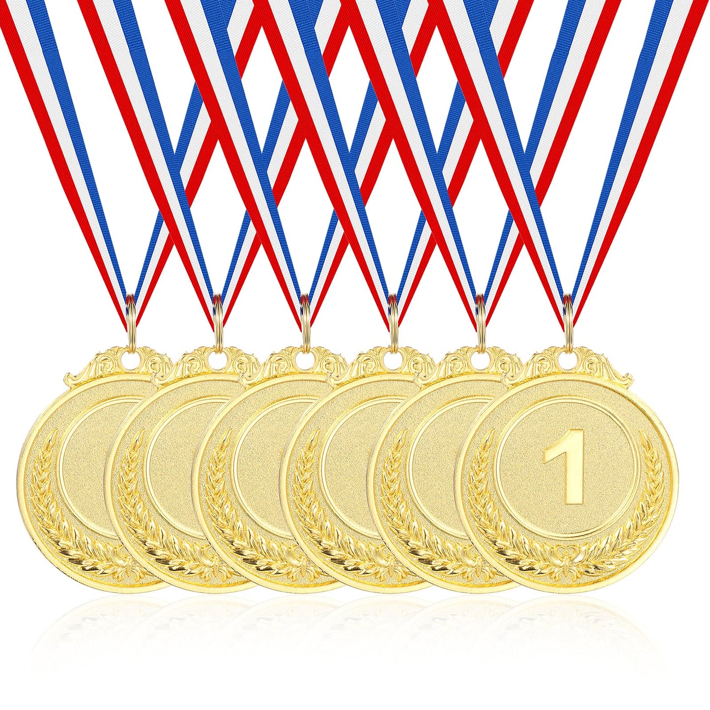 Mabor 6 Pcs Gold Medals for Awards Adults, 1st Place Metal Award Medals Olympic Style Participation Winner Awards for Sports, Party, Tournaments, Prizes, Competitions, 2 Inches