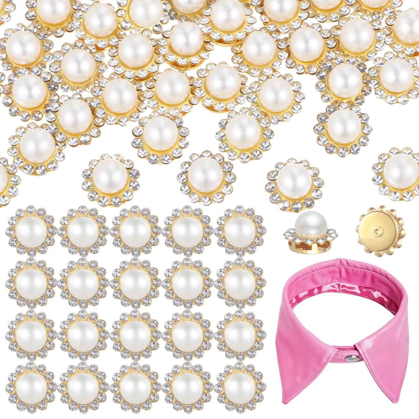 100Pcs 12mm Sew on Pearls Rhinestones Crystals Glass Gems Metal Base Sewing Flower Claw Rhinestones Jewels for Wedding Clothes and Shoes Cap Earring Belt Crafts Sewing Accessories