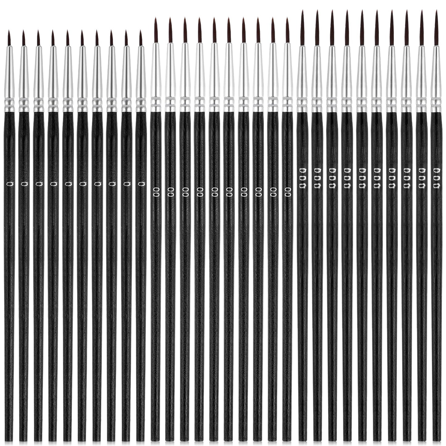 30 PCS Fine Tip Paint Brush Micro Paint Brushes Fine Detail Paint Brush Set with 3 Size #0#00#000 Precision Miniature Detailing Paintbrushes for Miniature 40k Model Crafts Watercolor Oil(black)