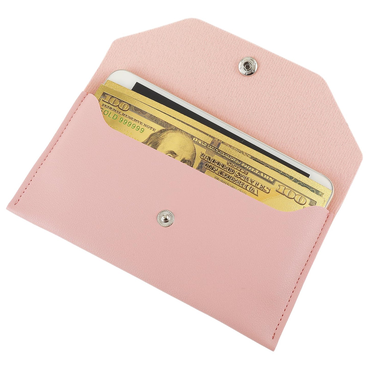 Mabor Cash Wallet PU Leather Money Envelope Waterproof Money Wallets for Cash Pink Compact Wallet for Women Students Office Supplies Reusable Budget Envelopes