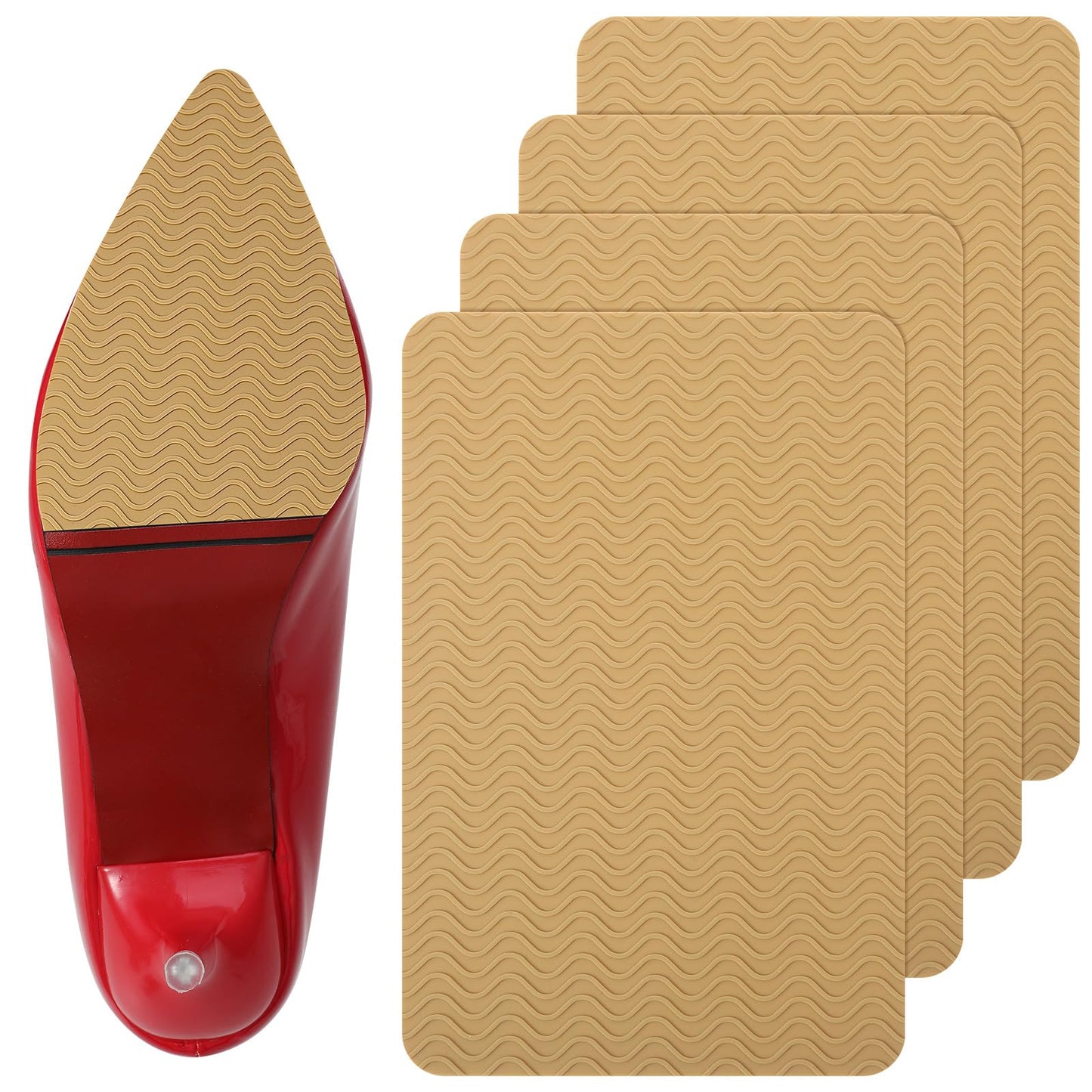 Shoe Sole Protector 4 PCS Non Slip Shoe Pads Shoe Grips on Bottom of Shoes Self Adhesive Shoe Grips Shoe Sole Guard Shoe Bottom Protector Shoes Cover for High Heels Silicone Noise Reduction Shoe Grips