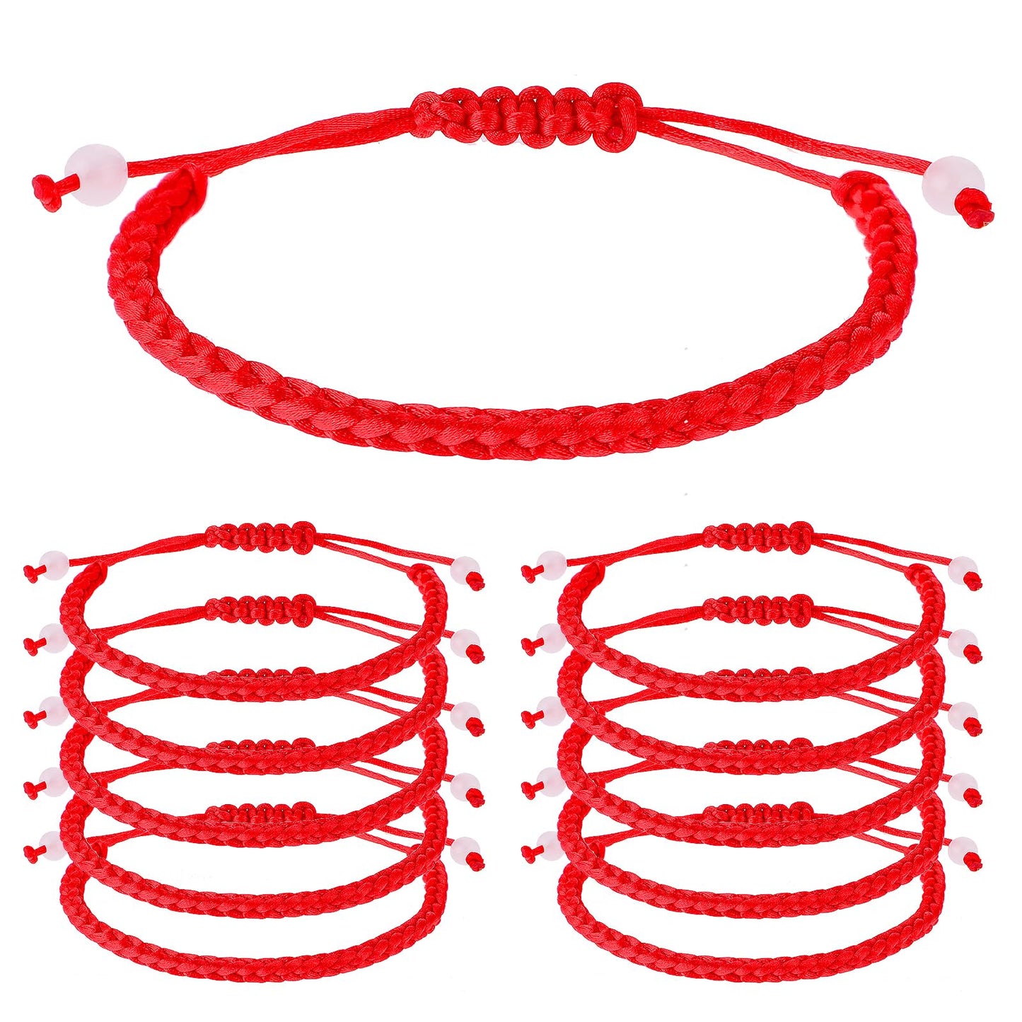 10PCS Red Bracelet, Red String Bracelet, Red String of Fate Bracelet Adjustable Braided Cord Bracelet Strap for Protection, Good Luck, Friendship, Graduation, Birthday, Lovers for Men Women Girls Boys