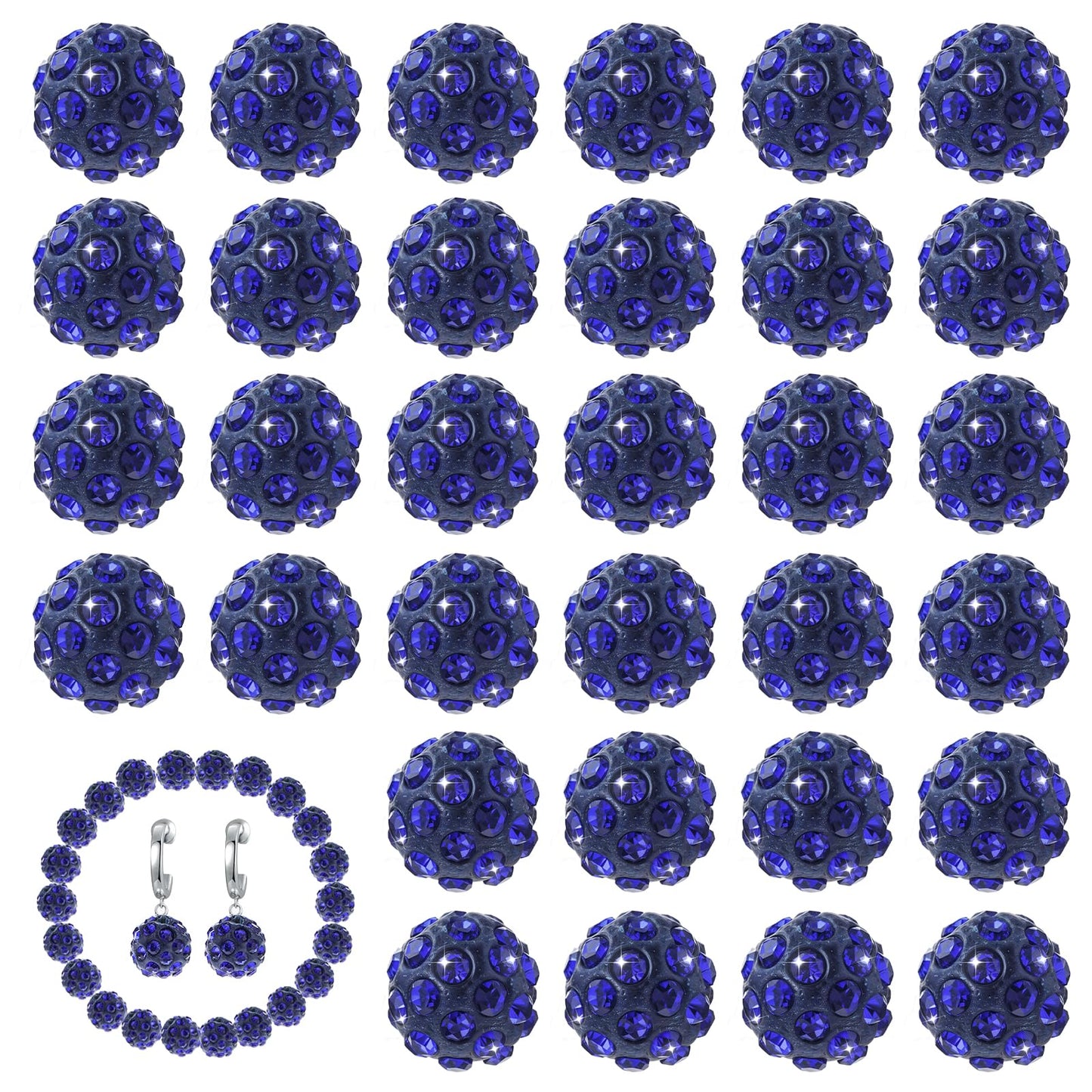 Nogeqi 100pcs Crystal Beads for Jewellery Making Rhinestone Polymer Clay Beads Clay Bead Charms Disco Ball Beads Fancy Sparkle Crystal Clay Bead for Necklace Earring Jewelry Making and DIY