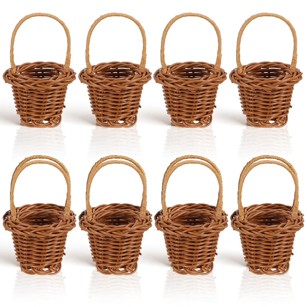 Chsoejuf 8PCS Mini Miniature Baskets Woven Wooden Easter Wicker Baskets