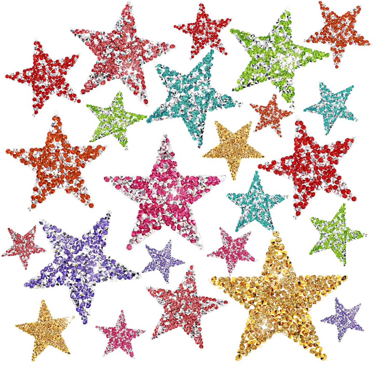 24PCS Sequin Star Patches 2.36 Inch Iron on Patches Shiny Rhinestone Adhesive Appliques, Glitter Embroidery Stars Patches for Clothing Jeans Clothes Hats Backpacks Costume (Mixed Colors)