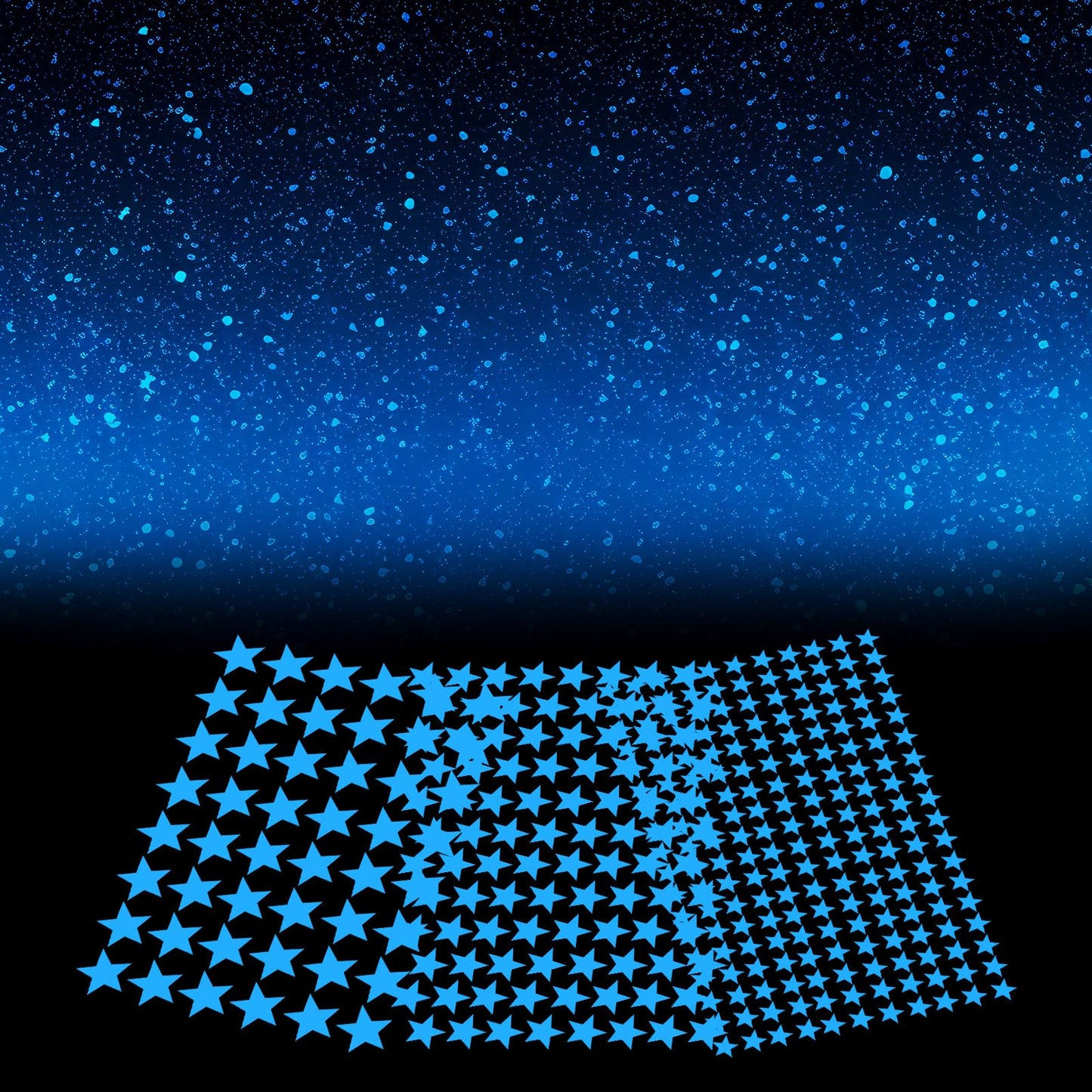 342 PCS Glow in The Dark Stars Stickers 3D Room Wall Glow in The Dark Stars Decals Ceiling for Kids Bedding Room or Party Birthday Gift, Durable Blue Glow Stars for Night Sky Decoration(3 Sizes)